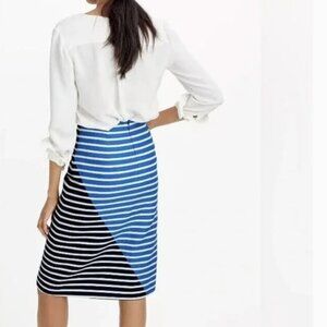 J.CREW blue & navy striped midi skirt 8 petite